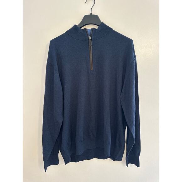 Orvis Mens 100% Merino Wool 1/4 Zip Navy Sustainable Pullover Sweater Size XXL - Picture 1 of 6